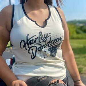 Harley-Davidson Cream Tank with Black Script & Trim
